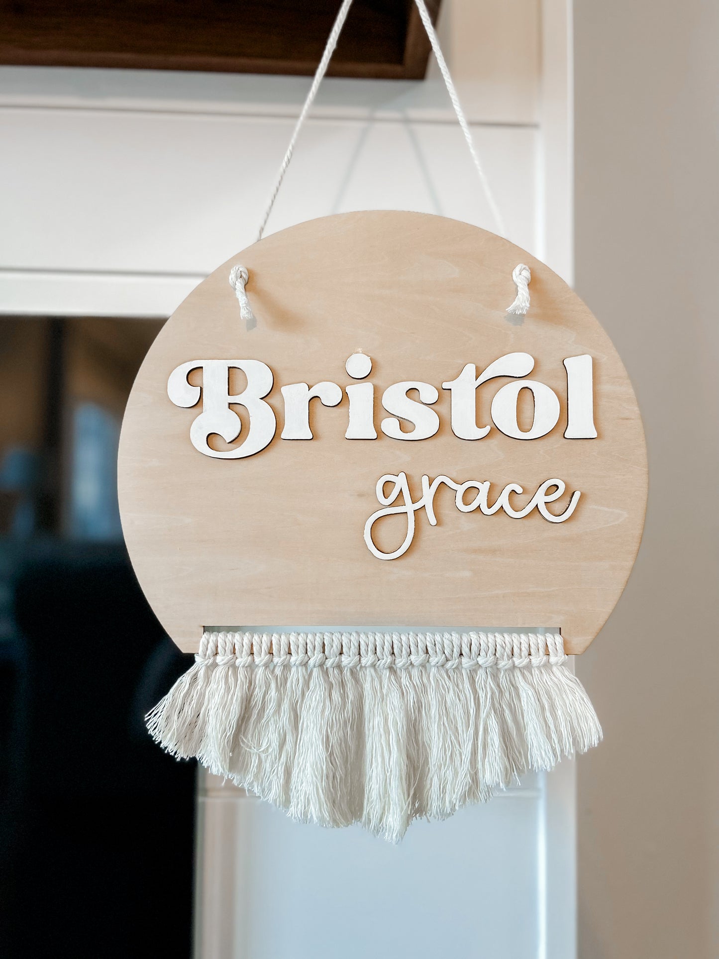 12" Boho Macrame Name Sign
