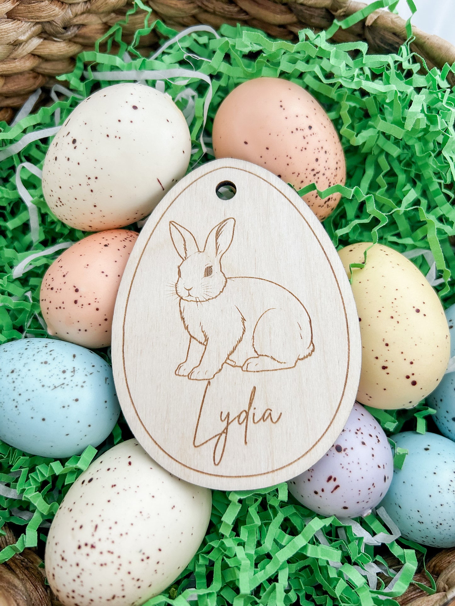 Wooden Easter Basket Tag