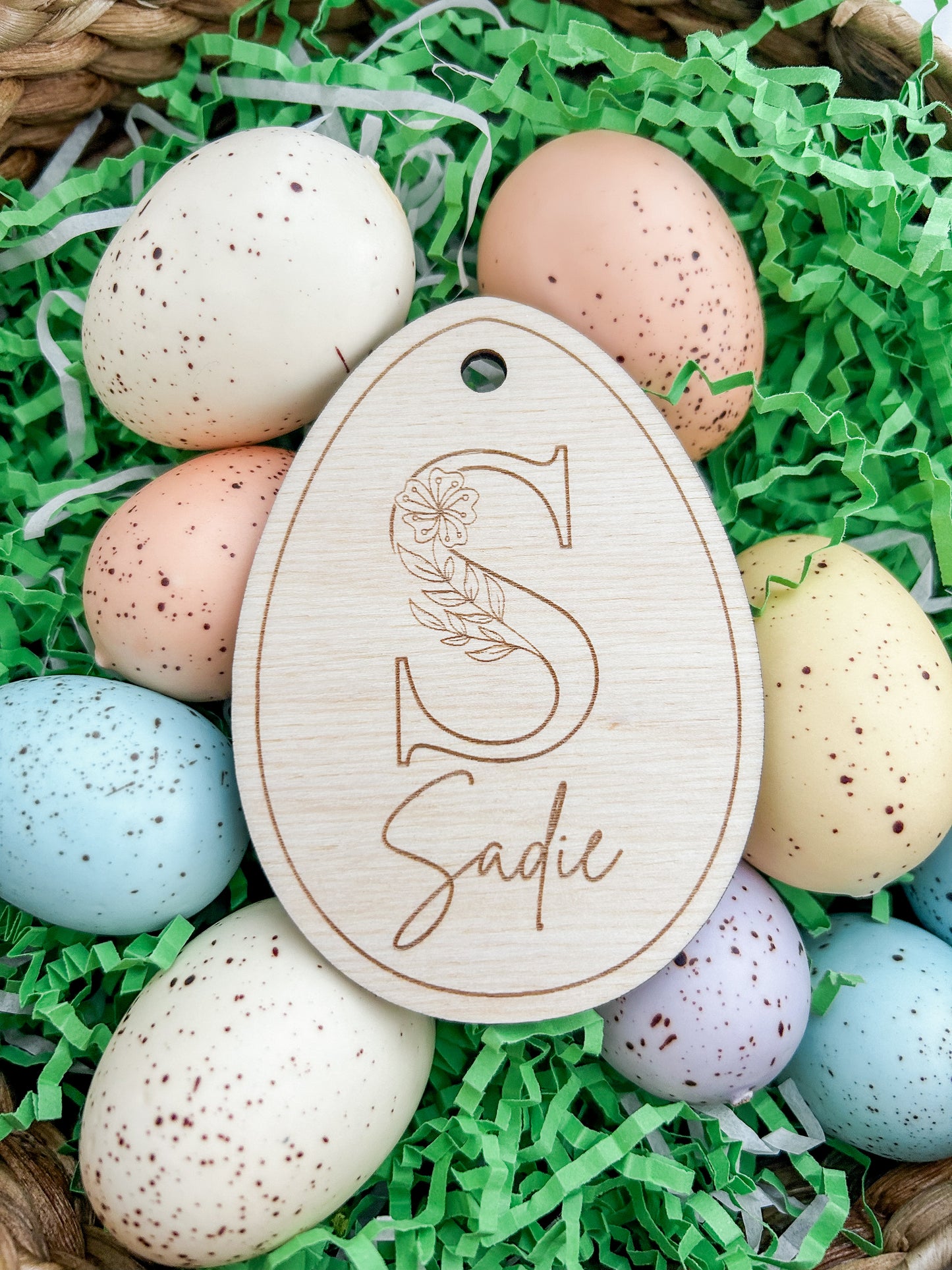 Wooden Easter Basket Tag