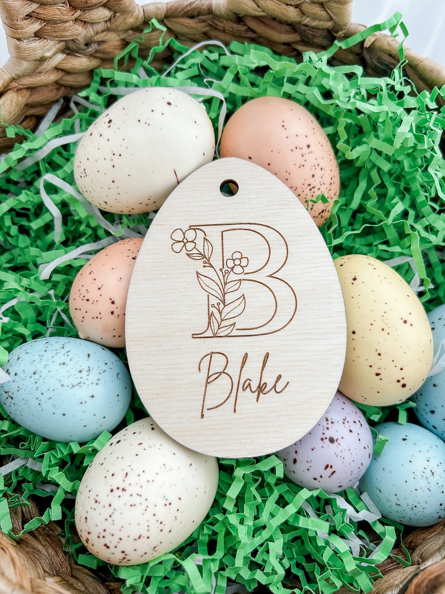 Wooden Easter Basket Tag