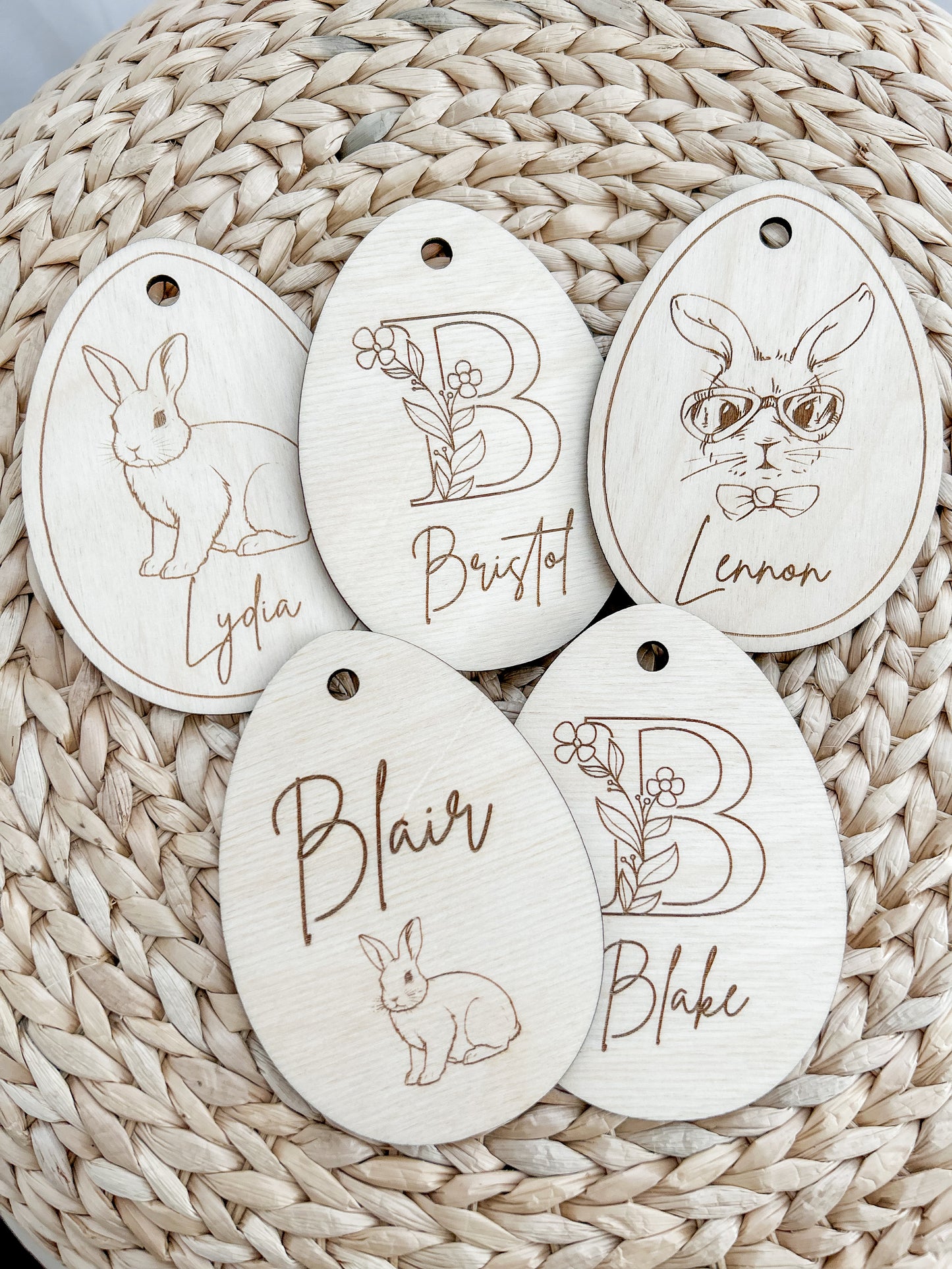 Wooden Easter Basket Tag