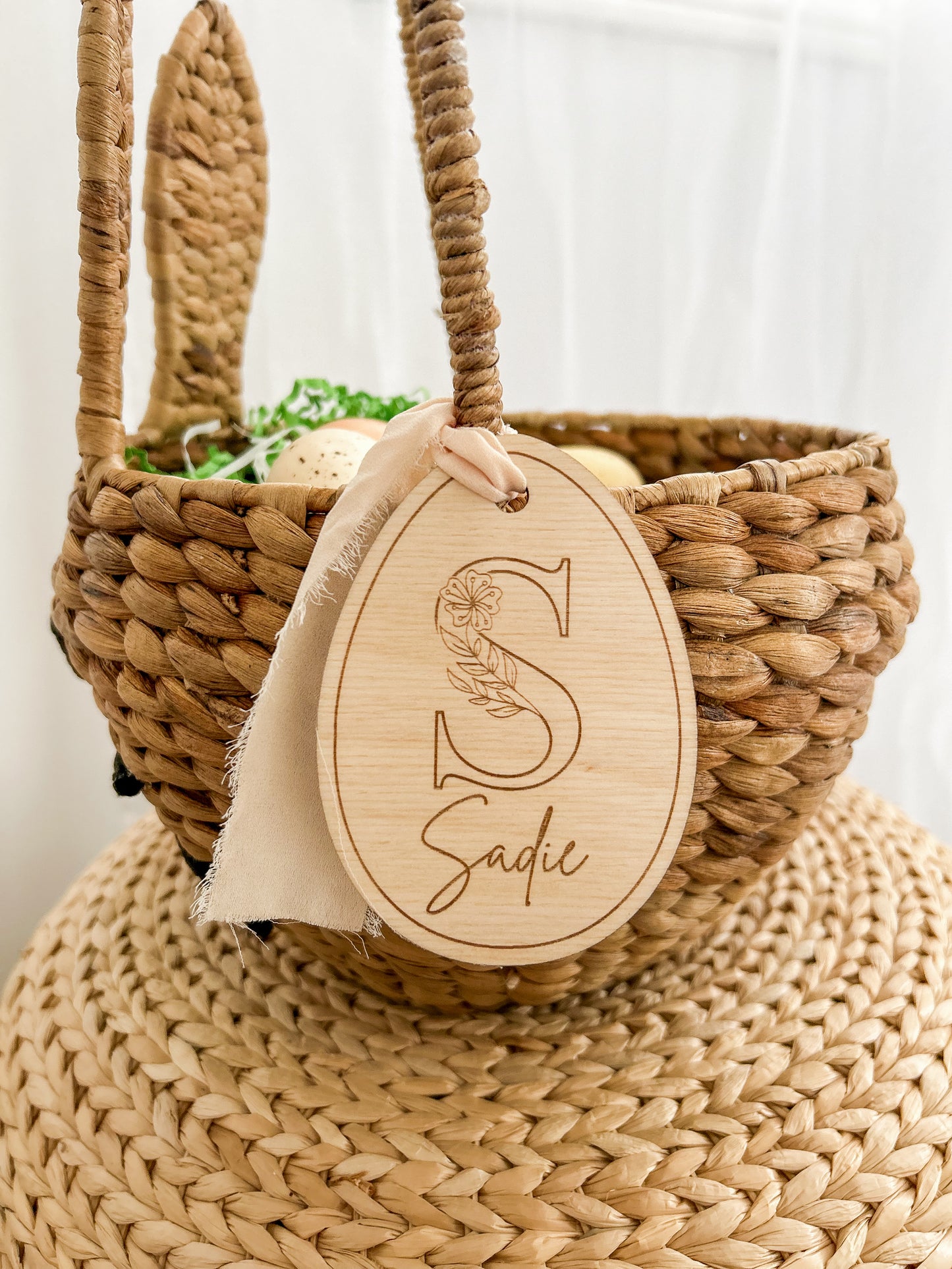 Wooden Easter Basket Tag